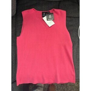 G Knitwear V-Neck Sleeveless‎ Top Coral Pink Ribbed Women's Size M